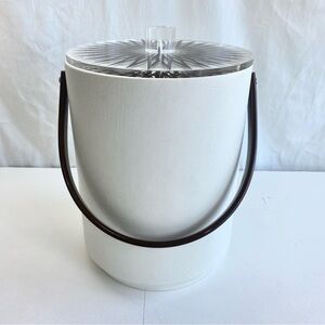Morgan Designs Bucket Brigade Vintage 70s White Brown Vinyl Insulated Ice Bucket